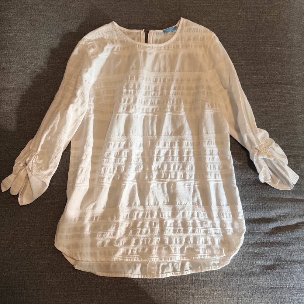 J. McLaughlin Women's 3/4 Sleeve Blouse, White, Size Medium